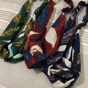 3 Pack Elastic Boho Headbands Feather Design